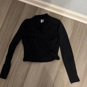 PINK Victoria's Secret Black Long Sleeve top cropped
